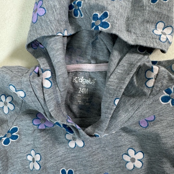 Kidgets Gray Floral Hooded Dress Size 24M - Picture 5 of 7